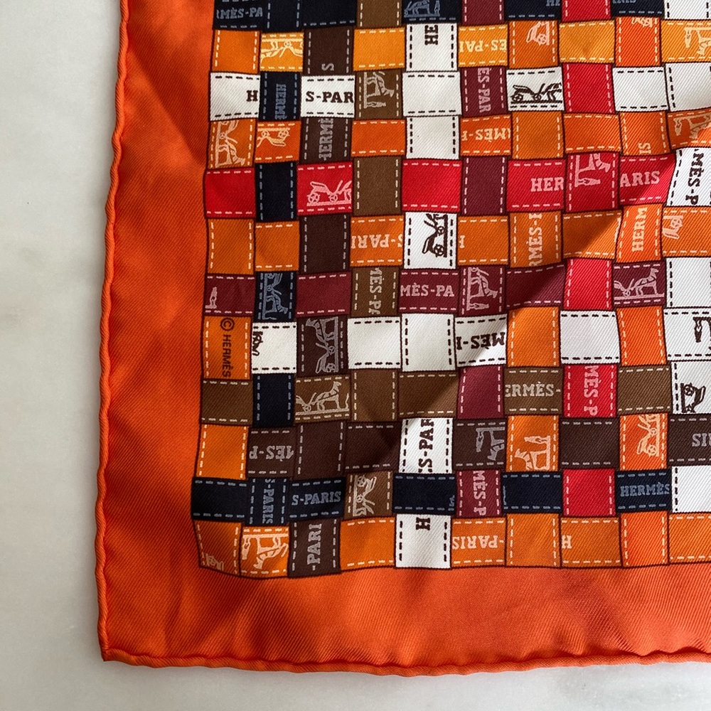 Hermès silk logo scarf 34”x34”